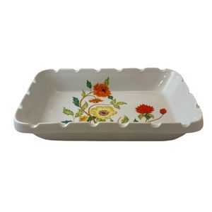 Vintage LOURIOUX LE FAUNE Porcelain Floral Casserole Dish